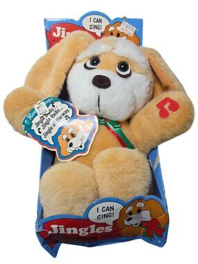 Vintage 1989 DanDee Jingles The Singing Pup Plush Toy Animated Stuffed Animal